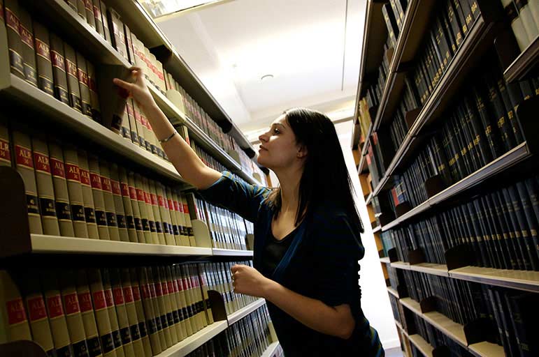 Student in library