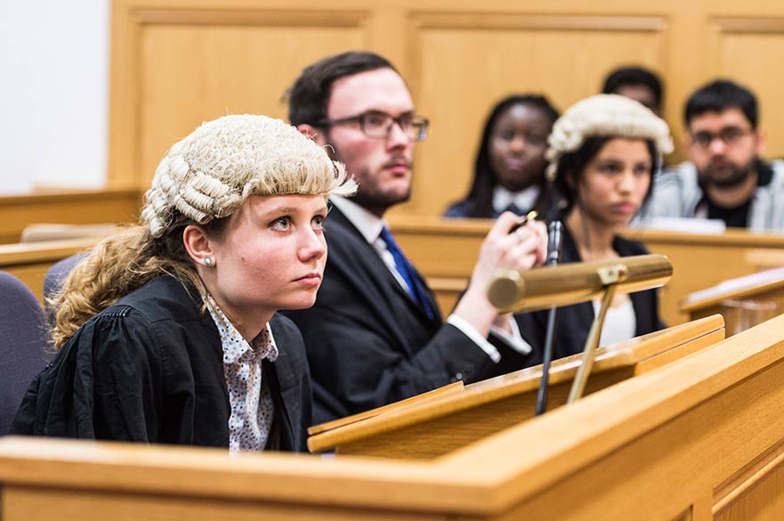 Law students in courtroom