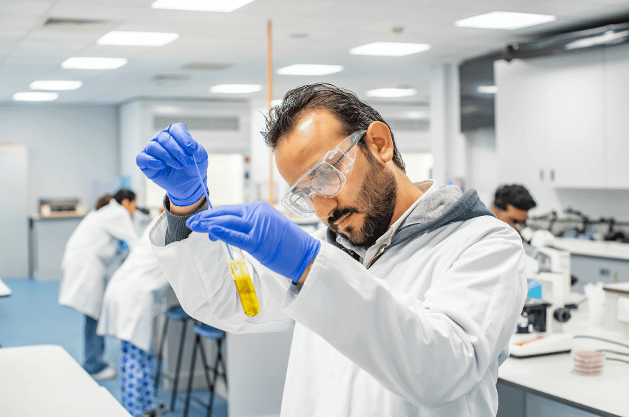 Student testing in the laboratory on Brackenhurst Campus