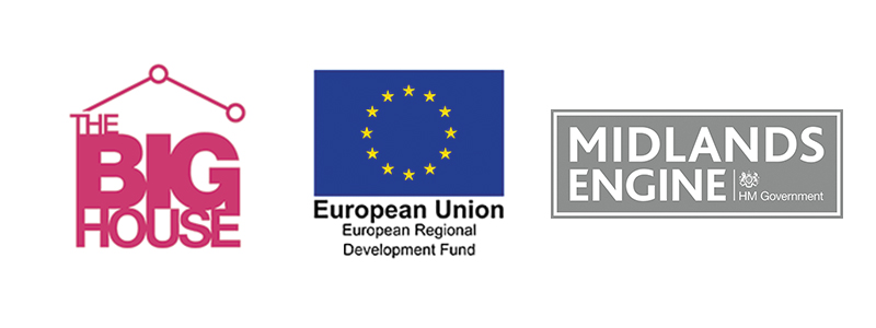 The Big House, ERDF and Midland Engine Logos