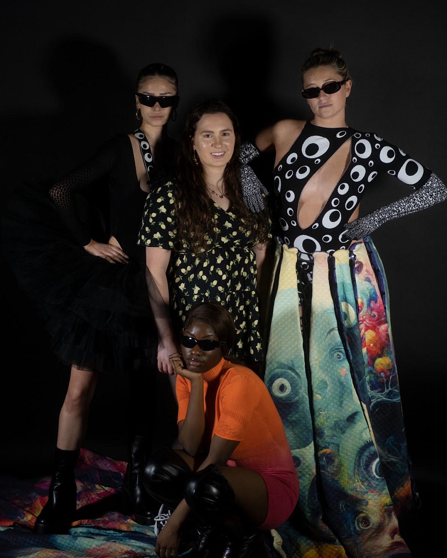 Imogen (centre) with models