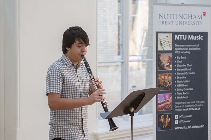 Clarinet player performing at concert