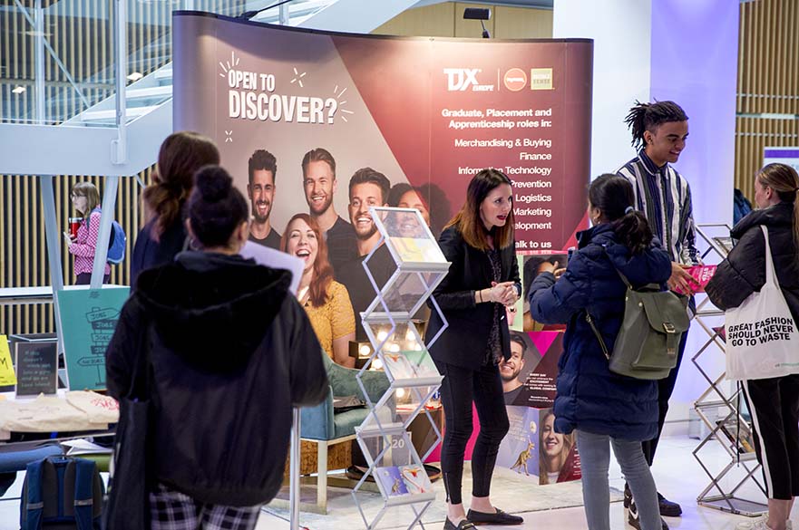Group of students at jobs fair