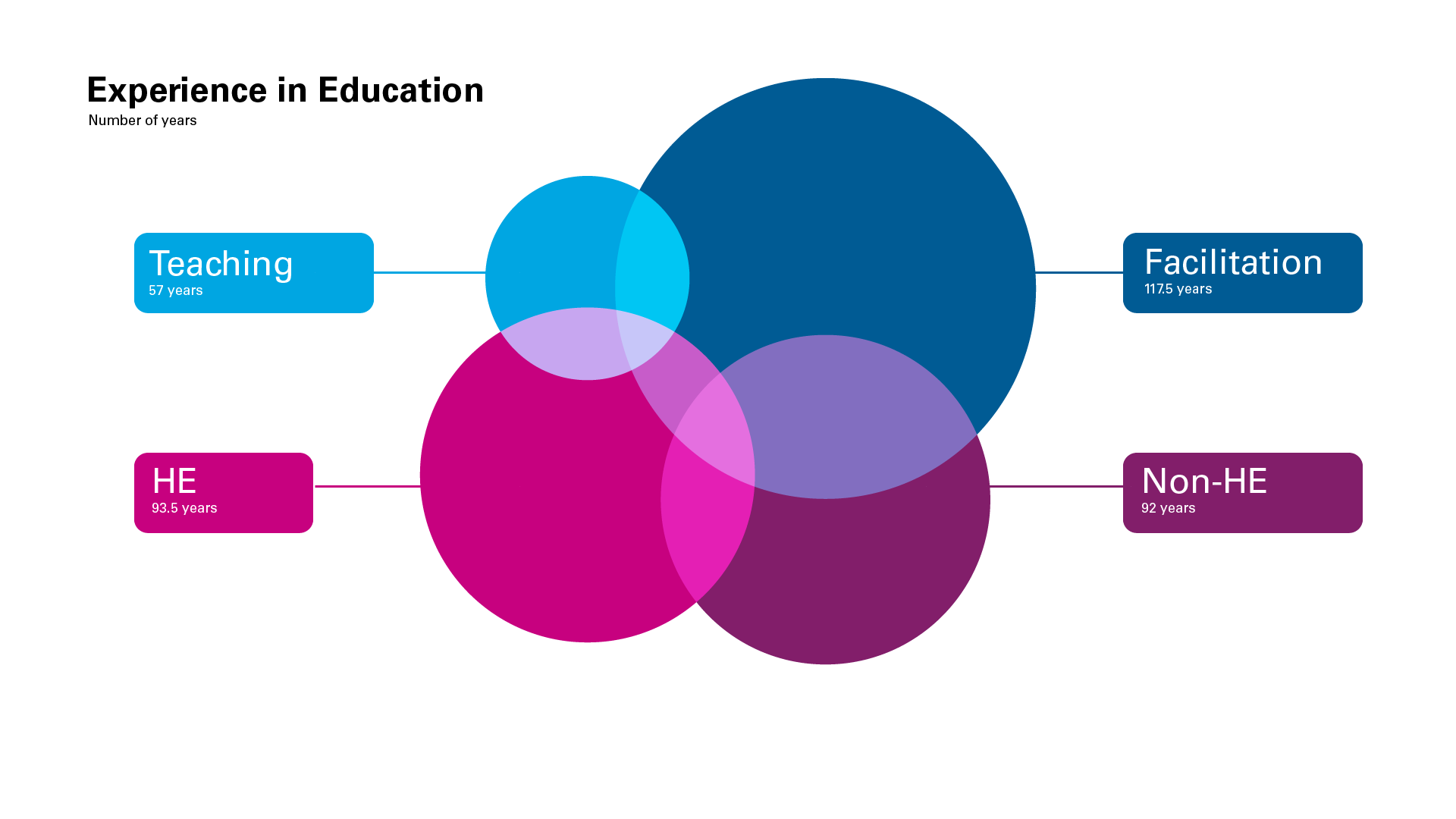Data visualisation showing years of experience in education.