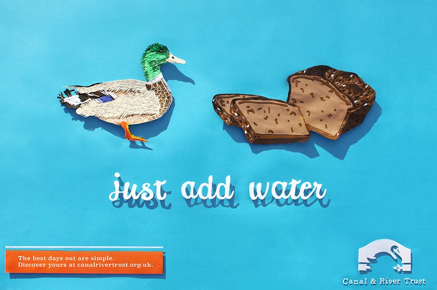 Advert featuring a duck and bread