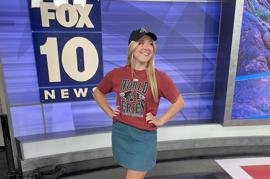 Stephanie Bennett in the studio at Fox 10 News