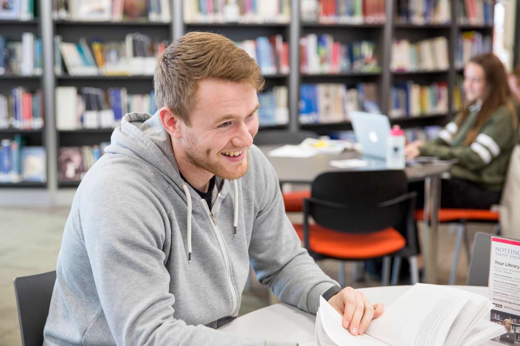 Student in library