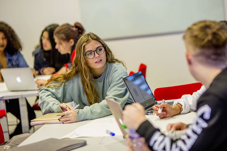 Nottingham Business School students in a Newton classroom on the City Campus