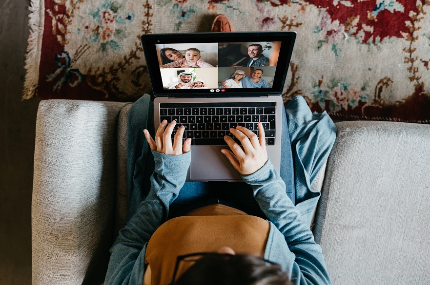 Family on a computer screen