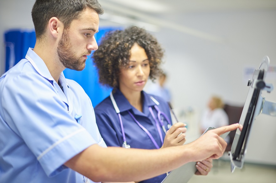 Male and female nurse in a hospital