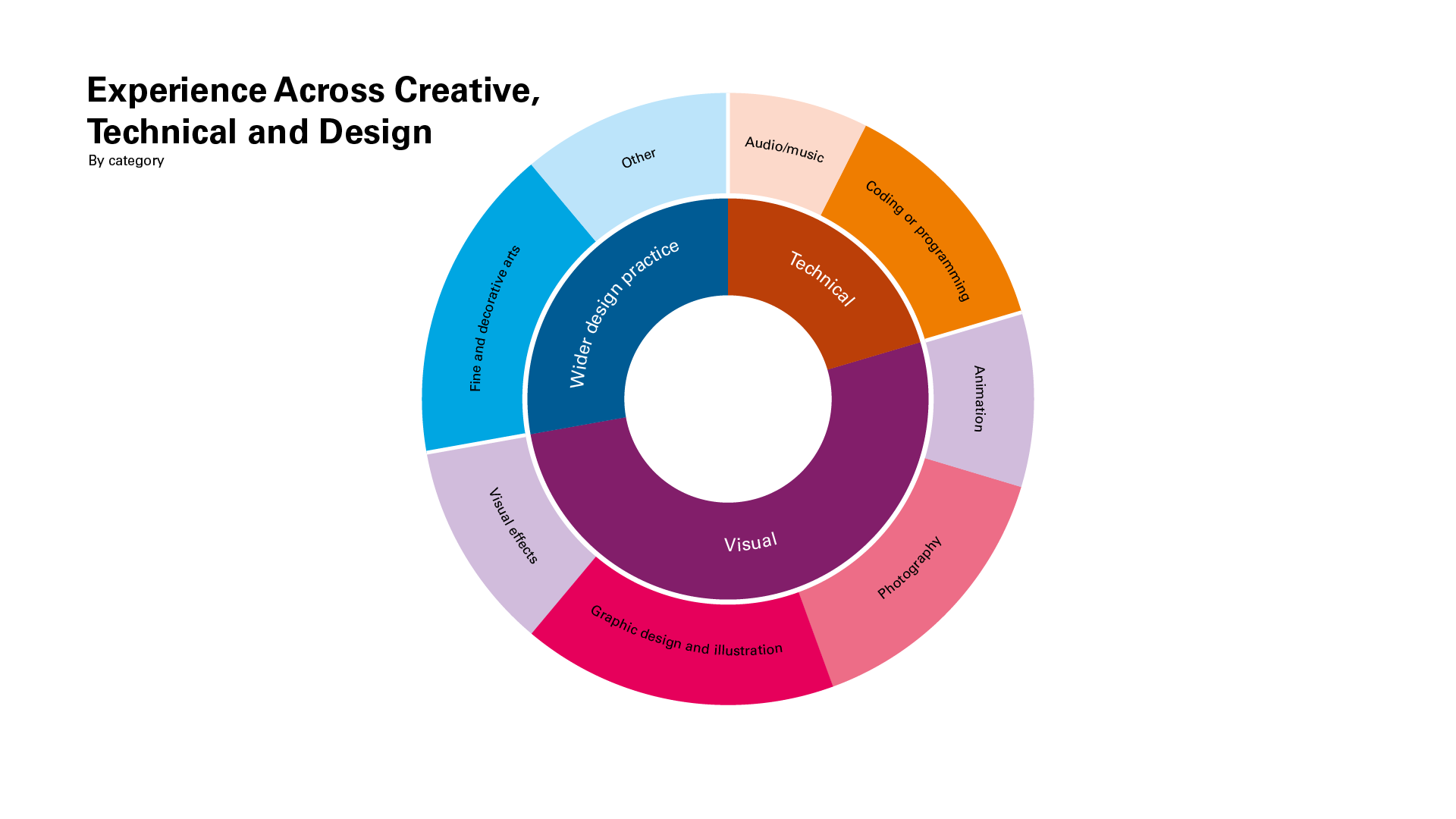 Data visualisation showing experience across creative, technical and design.