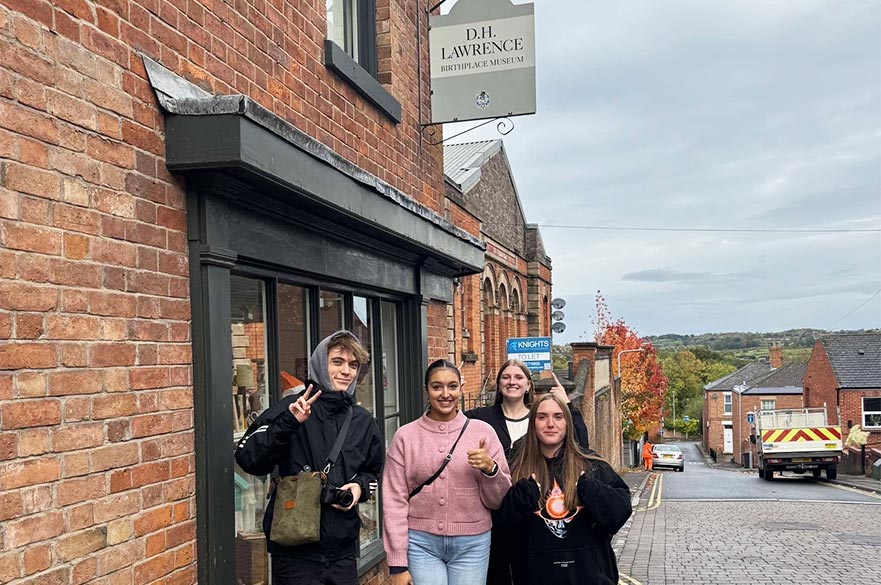 NTU posing outside of the DH Lawrence museum
