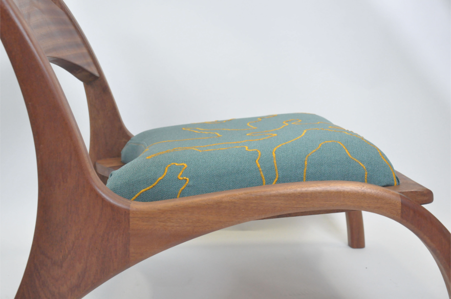 A chair designed by an NTU postgraduate student, viewed from the side.