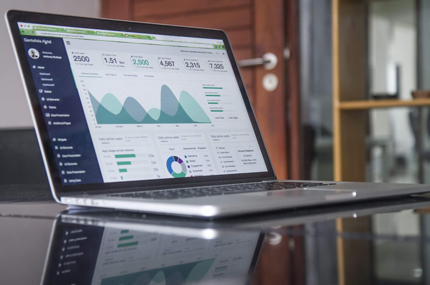 Laptop displaying website analytics