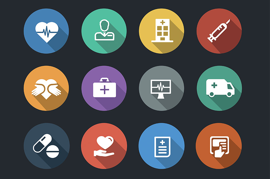 Healthcare and medicine flat icons