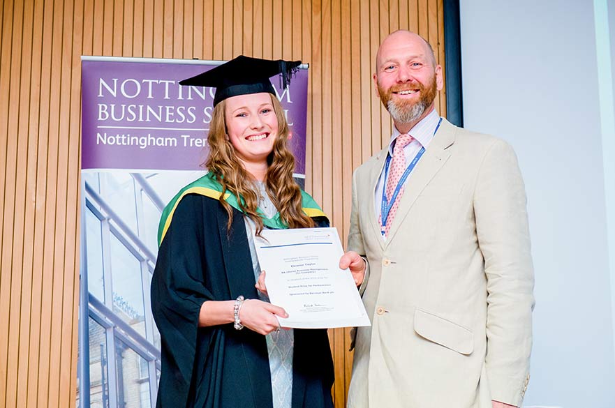 Student at prize giving ceremony