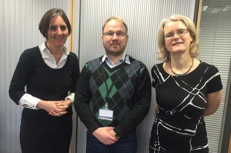 Anto Kasak pictured with Centre members Paula Moffatt and Professor Rebecca Parry