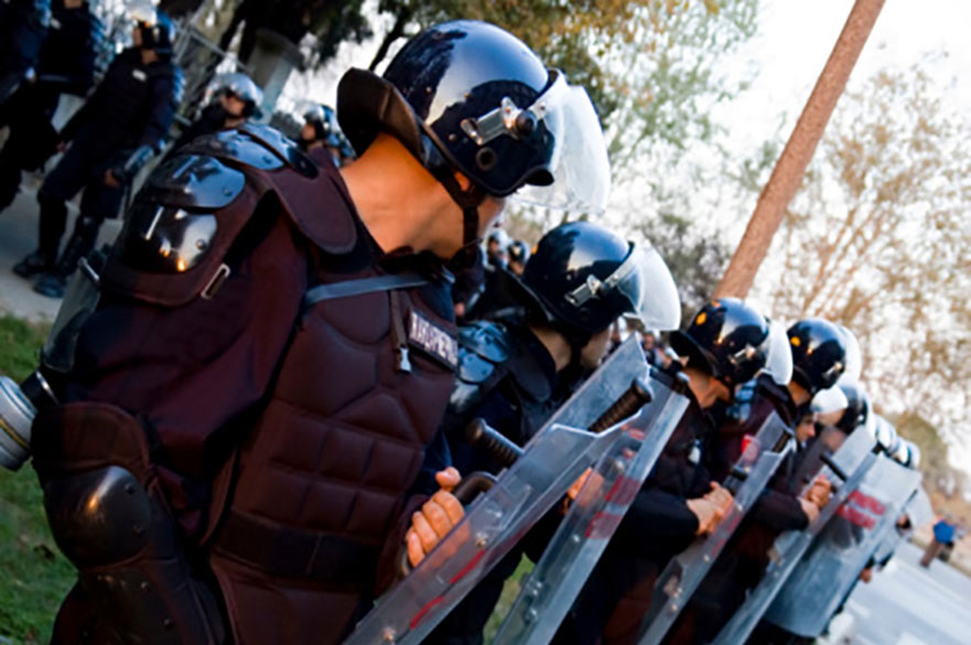 Riot police shields