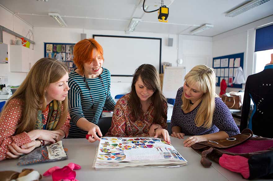 Students working on electronic fashion