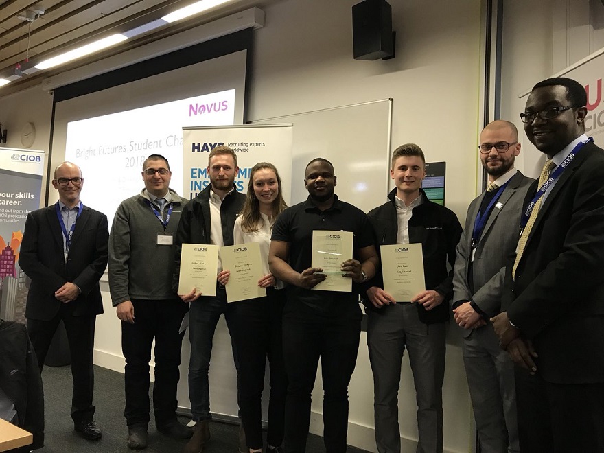 NTU students pictured alongside CIOB representatives