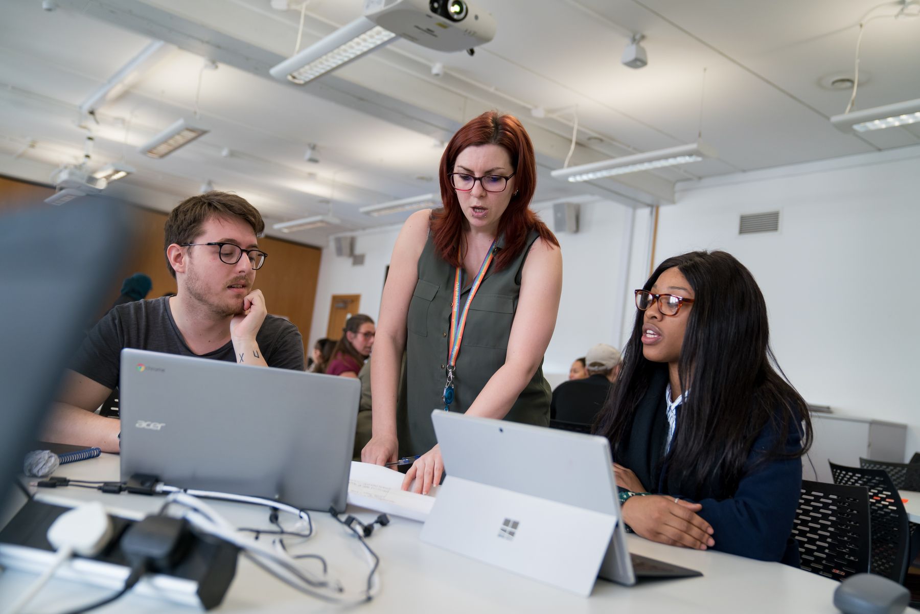 Tutor facilitating with students