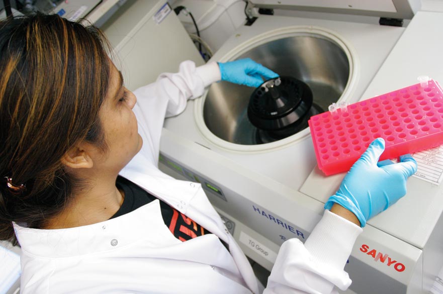 Student in science lab