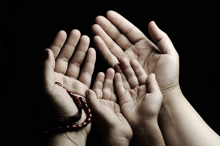 Adult and child hands