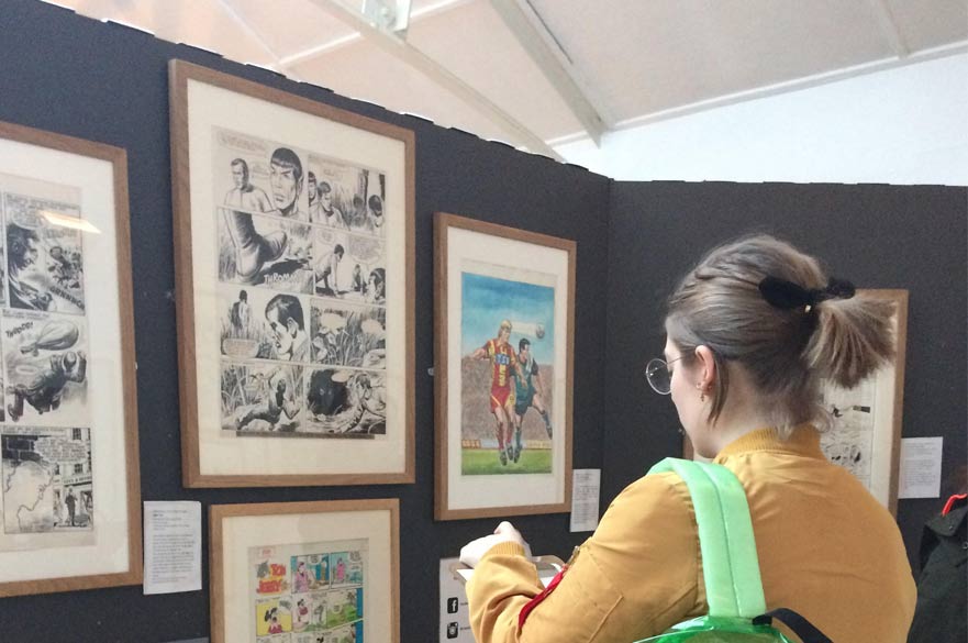 Student in cartoon museum