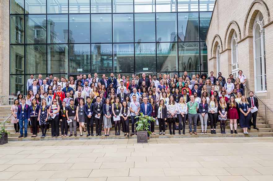 Group photo of graduates and employers from last year's scheme