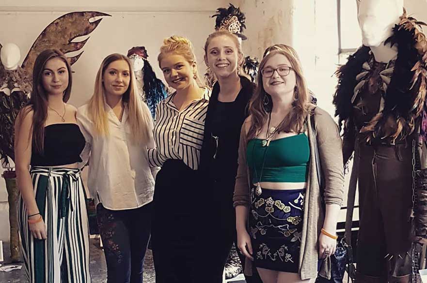 (L-R) Costume Design and Making students Lydia Tysoe, Sophie Crompton, Sarah Keeton, Sophie Anagnostopoulou and Katie Taylor