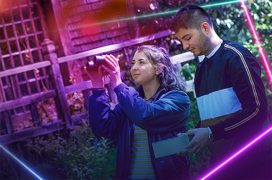Two students outside
