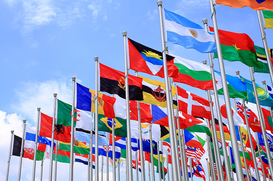 Global flags on flagpoles