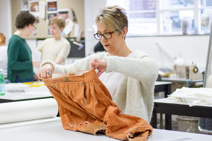 Student Jo Birkett in the Costume Design studios