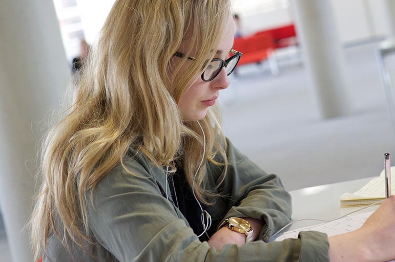 a girl who could be writing an application