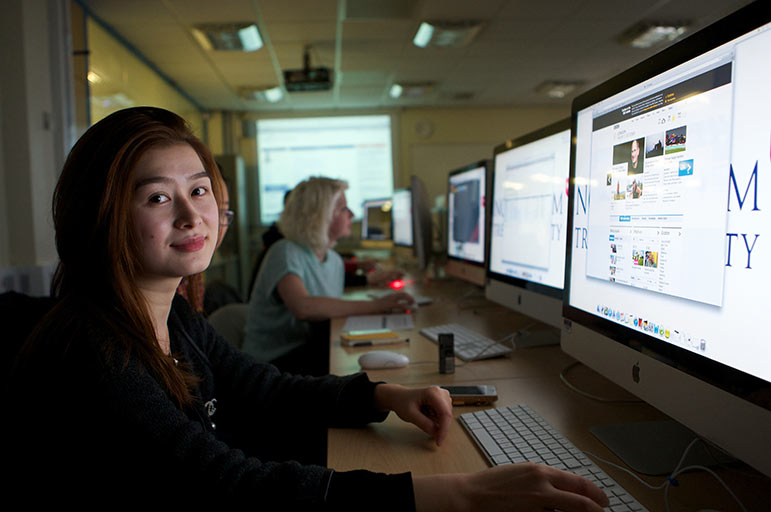 Chinese student using computer