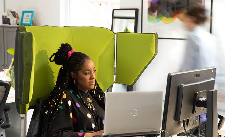 Woman working on her computer