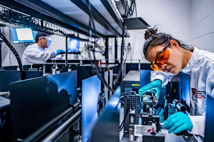 Student using machinery