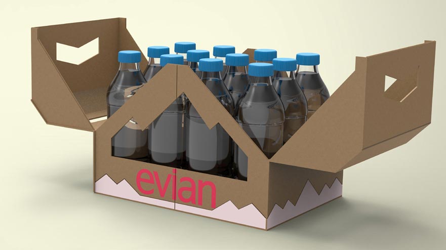 New design for Evian water bottle packaging