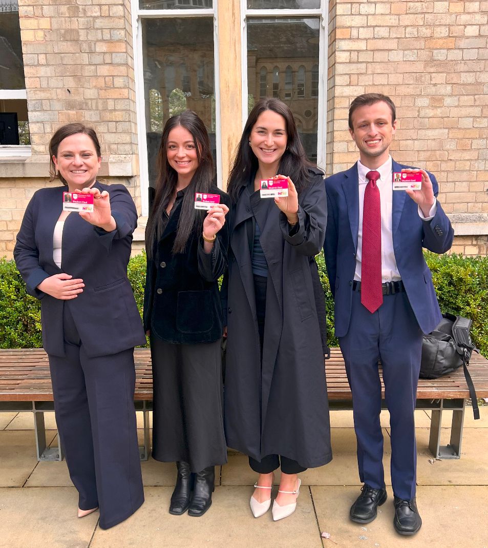 Campbell students with student IDs