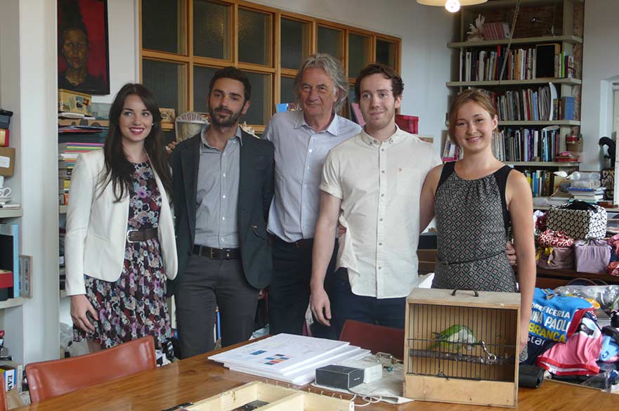 Paul Smith with four NTU Graphic Design students