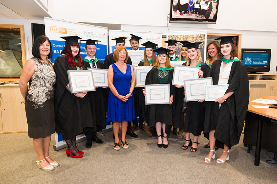 Group of all the CBJ award winners with lecturers Carole Fleming, Tracey Powell and Gail Mellors