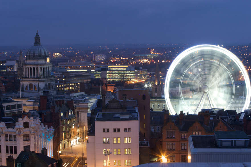 Nottingham skyline at night