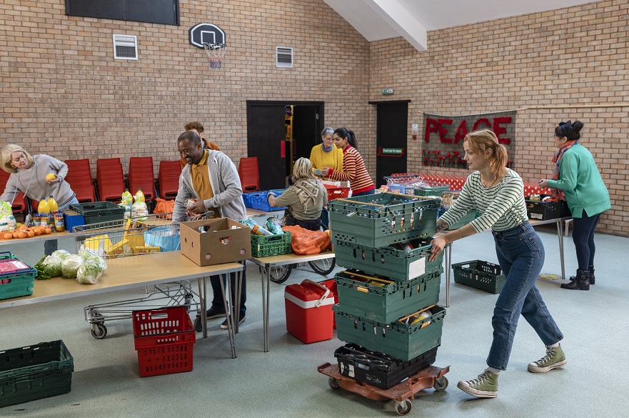 People working at a foodbank
