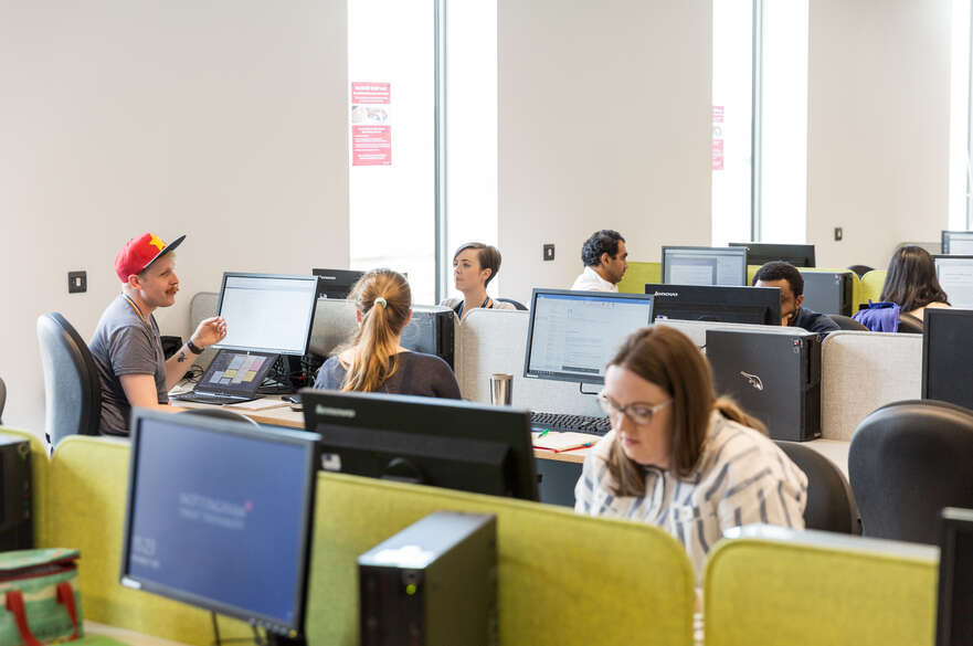 Students working at desks