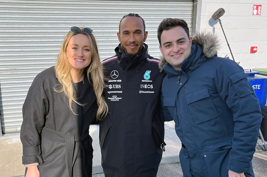 Betty Glover, Lewis Hamilton and Christian Hewgill