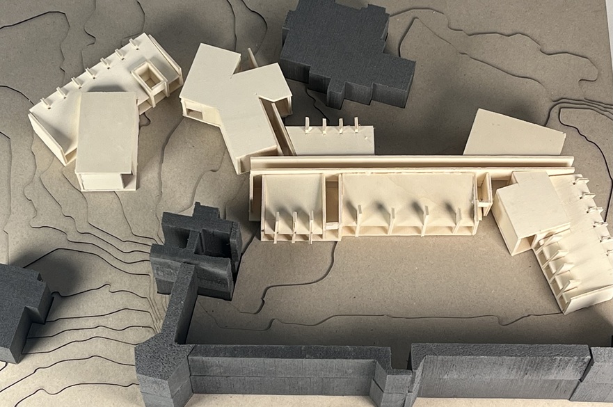 A conceptual model of a building viewed from above.
