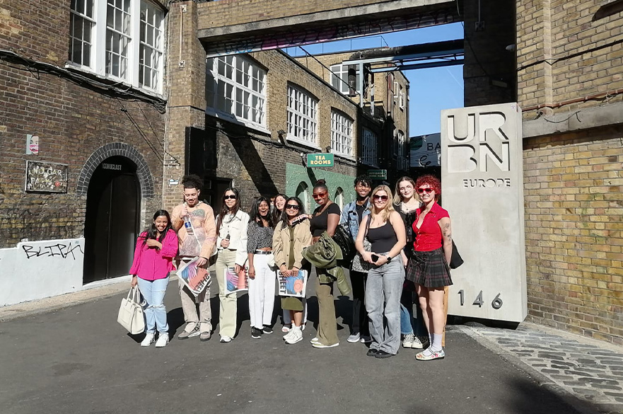 MA Fashion Marketing Students outside the Urban Outfitters offices. 