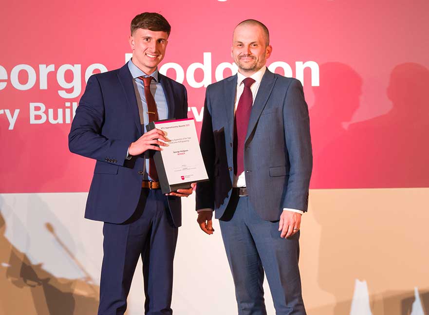 George Hodgson receiving his Outstanding Apprentice of the Year award