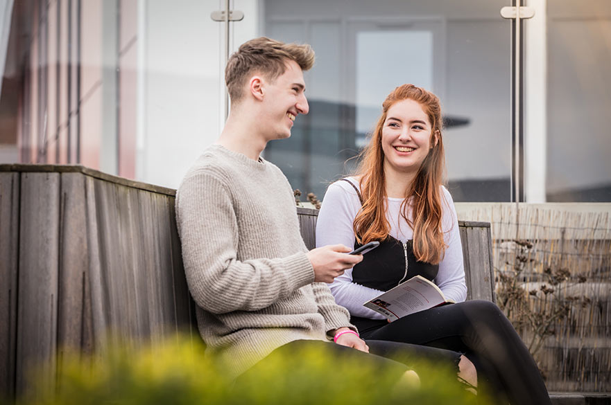 Students on a sofa