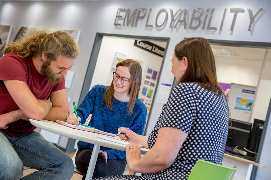 students meeting with employability staff
